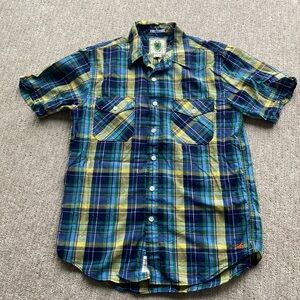 Men’s Club Room Vintage Fit Pembroke Button Up Short Sleeve Shirt - M